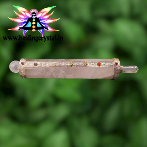 7 Chakra Clear Quartz Crystal Jumbo Healing Wand 8 inch approx