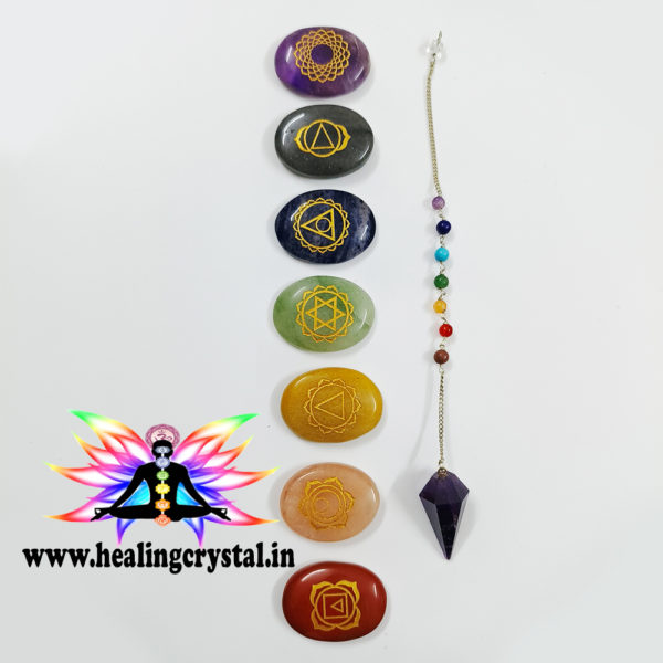 7 Chakra Set No. 2 (7 Chakra Points Stone + Pendulum)