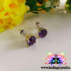 Amethyst Crystal Studs Faceted Earrings Diamond Cut