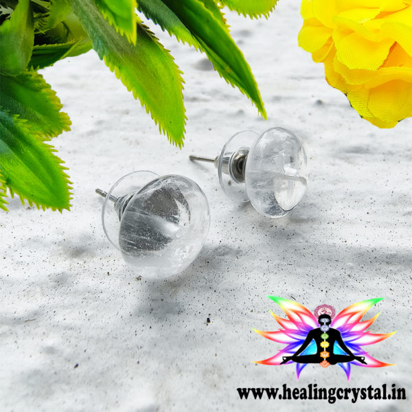 Clear Quartz Crystal Studs Earrings