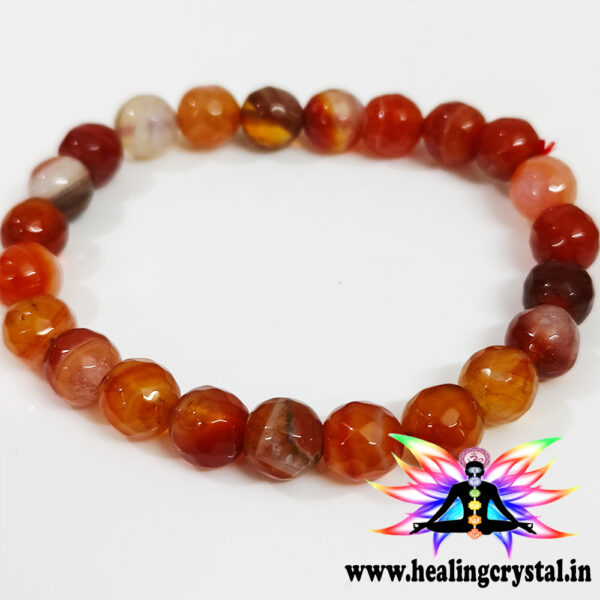 Carnelian Crystal Bracelet Faceted Beads 8mm