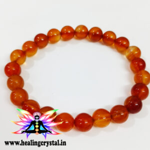 Carnelian Crystal Bracelet 8mm Round Beads