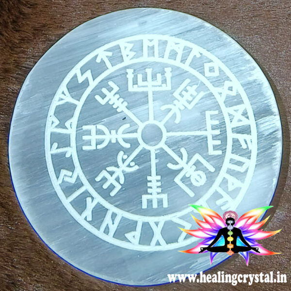 Selenite Crystal Charging Plate Rune Pagan Symbol