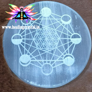 Selenite Crystal Charging Plate Moon Phase Engrave Design